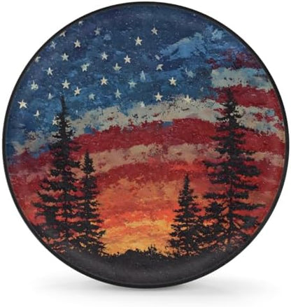 Spare Tire Cover Forest Camping American Flag Wheel Covers Protectors by cfpolar