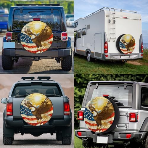 Rv Spare Tire Cover Wheel American Flag Eagle Sun Tire Covers Wheel Protectors - Image 6