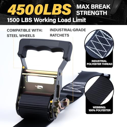 Rugtol Wheel Chock Tie Down Kit, 4500 lbs Break Streneth Heavy Duty UTV Tie - Image 4