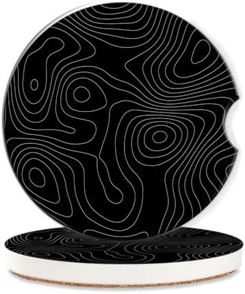 Car Coasters Topographic Cup Holder, 2 Pack Anti Slip Ceramic Car Cup Holder by TUBAMQ