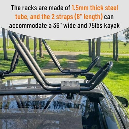 ECOTRIC Universal Kayak Roof Rack J-Bar Rack HD Kayak Carrier Holder Canoe - Image 4