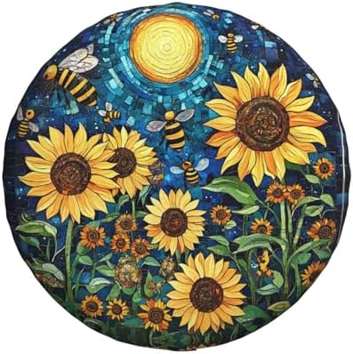 Sunflowers Bees Moon Abstact Spare Tire Cover Wheel Protectors - Image 2