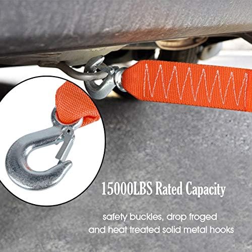 Tow Strap Heavy Duty with Hooks 2”x20’ 15, 000LB Recovery Strap 6, 8 Tons - Image 5