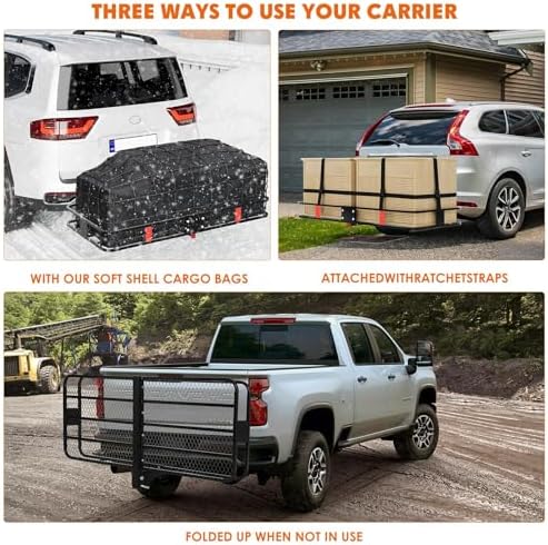 Heavy Duty Folding Hitch Cargo Carrier 70x30x6'' – 600 lbs Capacity Steel - Image 6