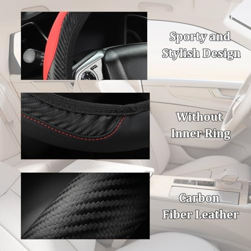 Zpana Car Steering Wheel Cover, Elastic Stretch Carbon Fiber Full Surround - Image 5