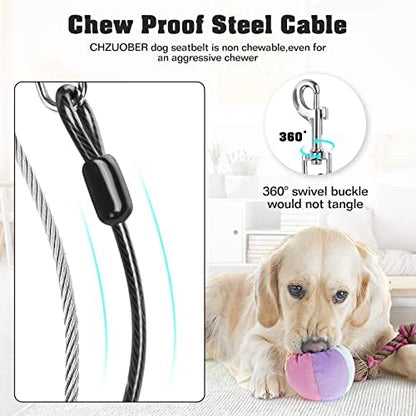 Chew Proof Dog Car Seat Belt, 2 in 1 Steel Cable Dog Car Accessories Headrest - Image 3