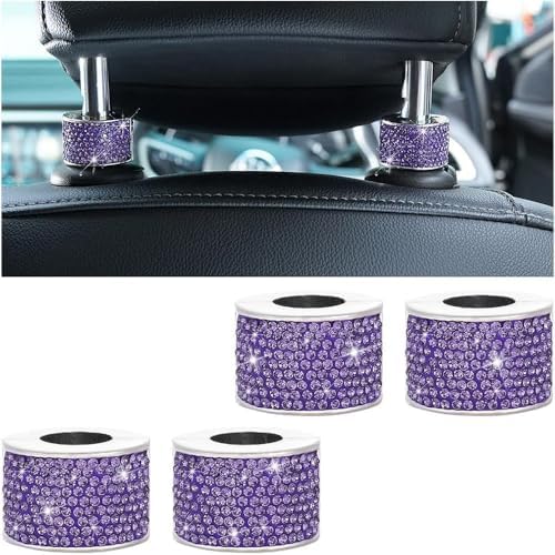 4PCS Crystal Rhinestone Bling Car Headrest Collars, Automotive Magnetic by MINGZAIQIPEI
