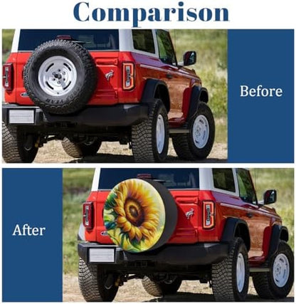 Flower Sunflower Art Spare Tire Cover Waterproof Dust-Proof Spare Wheel Covers - Image 5