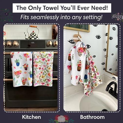 Microfiber Hand Towel & Washcloth Set, Double-Sided Waffle Weave Set of Two - Image 3
