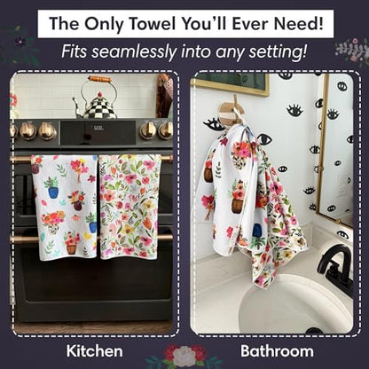 Microfiber Hand Towel & Washcloth Set, Double-Sided Waffle Weave Set of Two - Image 3