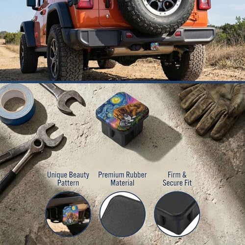 2 Inch Dog Cat Night Sky Trailer Hitch Cover Rubber Receiver Tube Plug Cap - Image 3