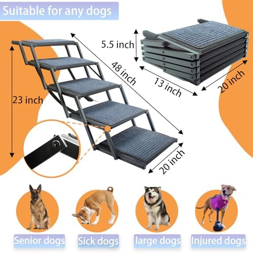 Extra Wide Dog Ramp for Car Truck and SUV Dog Stairs for Large Dogs Folding Pet - Image 6