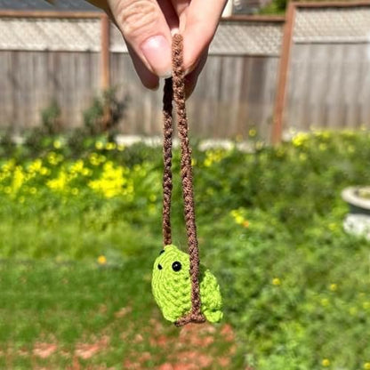 Cute Crochet Frog Car Decor, Rear View Mirror Accessories, Boho Hanging Charm - Image 2