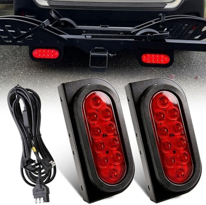 Partswcgg 6" Inch Oval Led Trailer Hitch Cargo Carrier Tail Lights Kit by Partswcgg