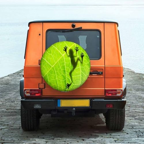 Big Green Leaves Spare Tire Cover Shadow of Frog on Leaf Polyester Universal - Image 2