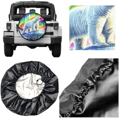 Colorful Northern Lights Bear Spare Tire Cover - Image 3
