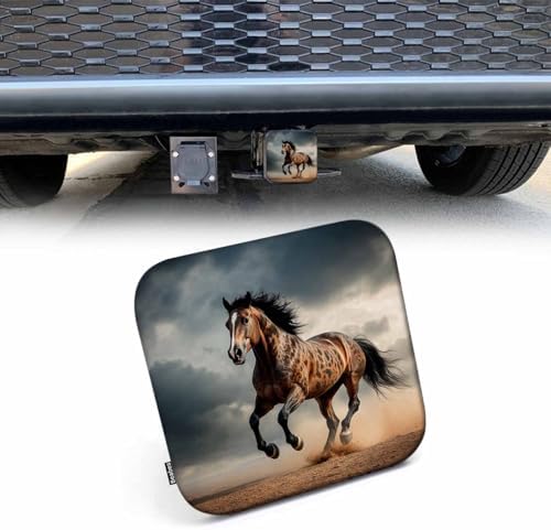Hitch Receiver Cover Horse, Wild Stallion Horse in Sand Dust 2" Compatible by Beabes
