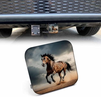 Hitch Receiver Cover Horse, Wild Stallion Horse in Sand Dust 2" Compatible by Beabes