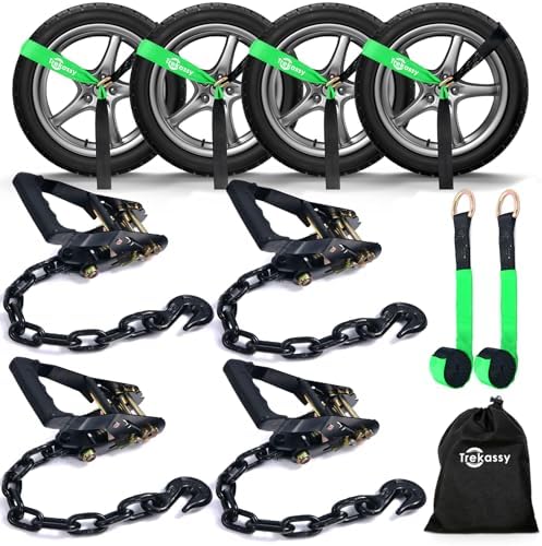 Trekassy Car Tie Down Straps for Trailers, 6 Pack 96" Tire Straps, 4 Pack by Trekassy