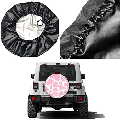 Pink Cow Print Spare Tire Cover Dust-Proof Wheel Tire Cover Fit Trailer - Image 5