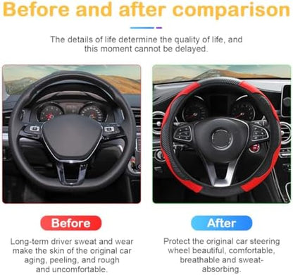 Osilly 15 Inch Carbon Fiber PU Leather Steering Wheel Cover - Image 5