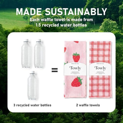 Kitchen Towels Set of 2, Double-Sided 16x28 Microfiber Waffle Weave Dish Towels - Image 5