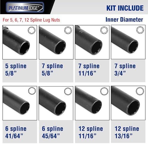 PlatinumEdge Lug Nut Key Set, 16 Pieces SAE & Metric Wheel Lock Removal Tool Kit - Image 3