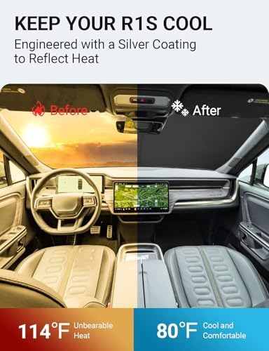 Proadsy Custom Fit 2022-2026 Rivian R1S Windshield Sun Shade, Blocks Heat - Image 3