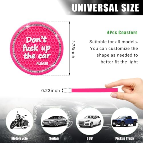 Ziciner 4 Pack Bling Car Cup Holder Coaster, 2.75 Inch Anti-Slip Auto Insert - Image 2