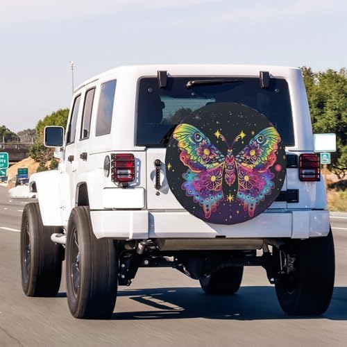 Rainbow Butterfly Floral Spare Tire Cover Dust-Proof Wheel Tire Cover Fit - Image 3