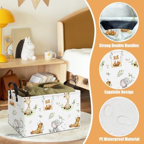 Rectangular Collapsible Jungle Animals Storage Basket Nursery Organizer - Image 3