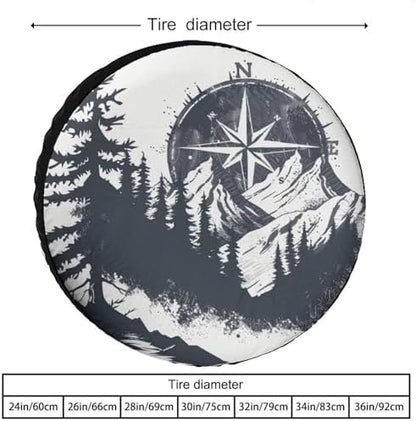 Mountains with A Compass Spare Tire Cover Mountains Adventure Weatherproof - Image 2
