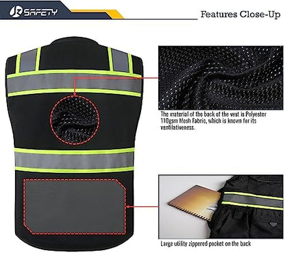 JKSafety Hi-Vis Unisex Surveyor Safety Vest Heavy Duty PPE Inner Pockets - Image 5