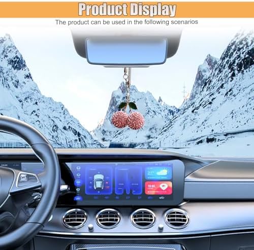 Bling Cherry Car Rear View Mirror Charm, Sparkly Rhinestones Automotive - Image 6
