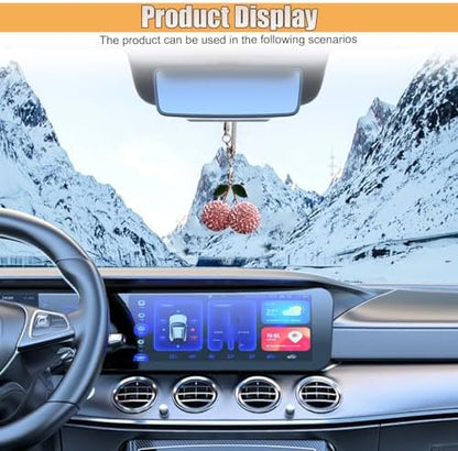Bling Cherry Car Rear View Mirror Charm, Sparkly Rhinestones Automotive - Image 6