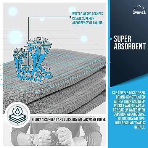 Zwipes Auto 879-12 Professional Microfiber Waffle Drying Towel, 25 in. x 35 in - Image 4