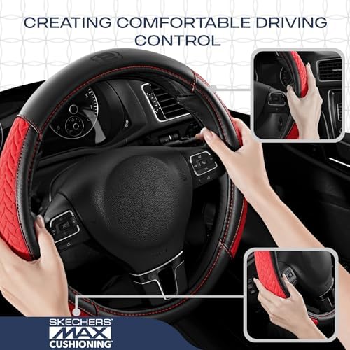 Skechers Steering Wheel Cover, Max Cushioning Leather Steering Wheel Cover - Image 5
