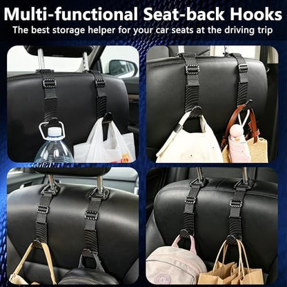 Amooca 4 Pack Anti-drop Headrest Hooks Adjustable Car Seat Organizer - Image 4