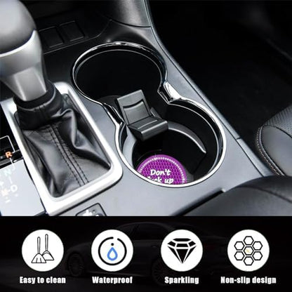 Ziciner 2 Pack Bling Car Cup Holder Coaster, 2.75 Inch Anti-Slip Auto Insert - Image 3