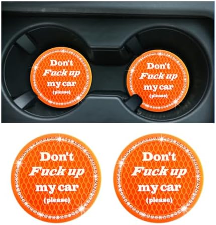 2 PCS Bling Car Cup Coaster, 2.75 Inch Anti-Slip Cup Holder Insert Coasters by Sylvil
