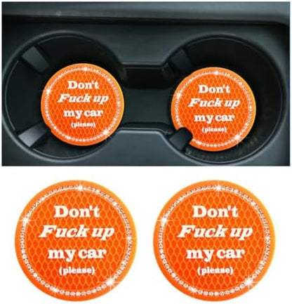 2 PCS Bling Car Cup Coaster, 2.75 Inch Anti-Slip Cup Holder Insert Coasters by Sylvil