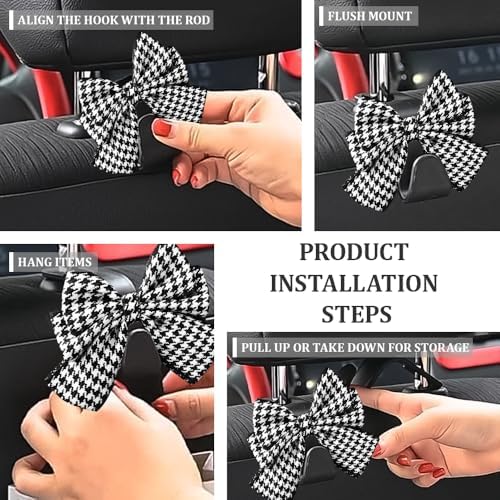 2PCS Car Seat Headrest Hooks, Car Bag Hooks, Cute Bow Knot Vehicle Seatback - Image 7