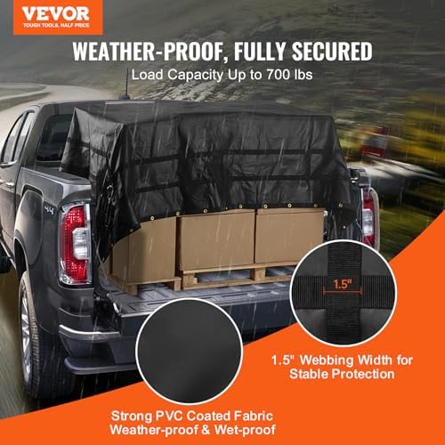 VEVOR Waterproof Cargo Net, 120 in x 105 in, Heavy Duty Truck Cargo Net- 700lbs - Image 2