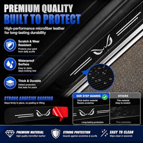 5PCS Lion Car Door Sill Protector, Carbon Fiber Leather Sill Stickers - Image 3