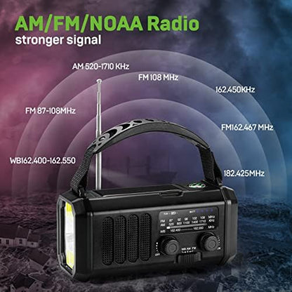 Emergency NOAA Weather Radio, 10000mAh Solar Hand Crank Radio - Image 3