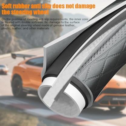 Zpana 14.5-15" Car Steering Wheel Cover, Breathable Soft Leather - Image 3