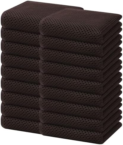 Homaxy 100% Cotton Waffle Weave Kitchen Dish Towels 18-Pack, Dark Brown by Homaxy