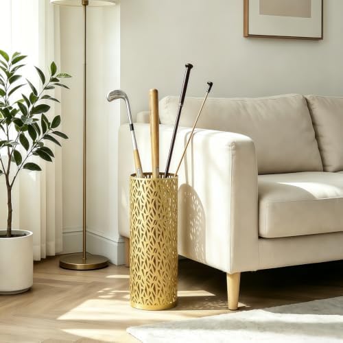 Metal Round Umbrella Stand Rack, Free Standing Umbrella Holder Bin, Canes - Image 7