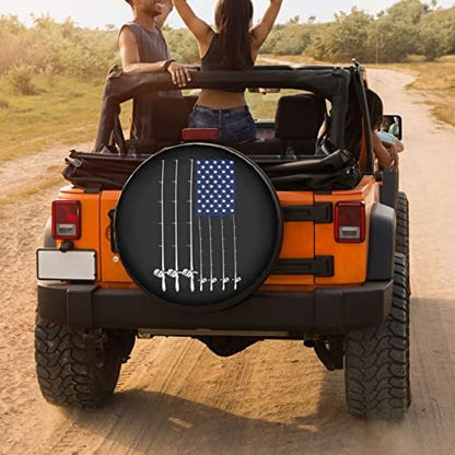 Fishing American Flag Spare Tire Cover Dust-Proof Wheel Tire Cover Fit Trailer - Image 4