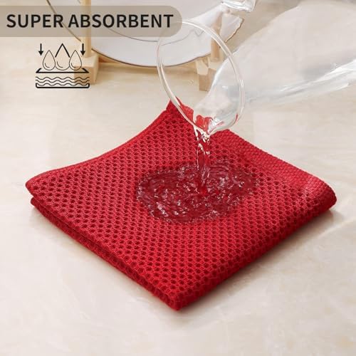 Kitinjoy 100% Cotton Kitchen Dish Cloths, 6 Pack Waffle Weave Ultra Soft - Image 3